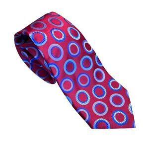 Haines & Bonner on London Red Circle Geometric Print Tie Career Retro Statement